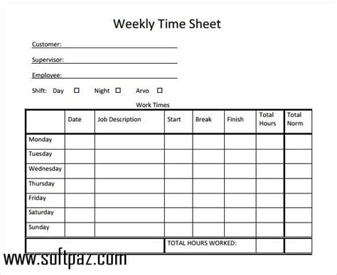 weekly time sheet template software  windows