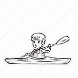Paddle Drawing Canoe Kayak Vector Getdrawings Stock Woman Young Depositphotos sketch template