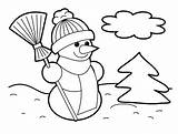 Coloring Christmas Pages Colouring Printable Color Sheets Kids Snowman Drawing Printables Winter sketch template