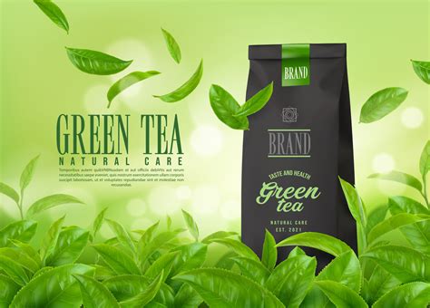 herbal green tea packaging  tea plantation  vector art