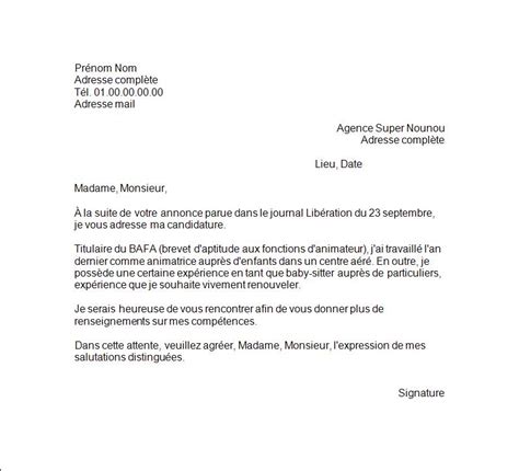exemple de lettre de motivation job dete modele cv
