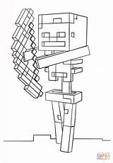 Coloring Minecraft Skeleton Pages Bow Printable Drawing sketch template