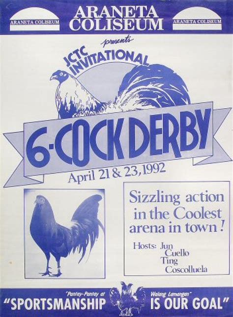 6 cock derby vintage concert poster from araneta coliseum apr 21 1992