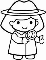 Detectives Metiers Investigador Detective Sleuth Dibujar Fille Coloriages Toupty sketch template