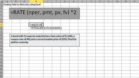 finding yield  maturity  excel youtube