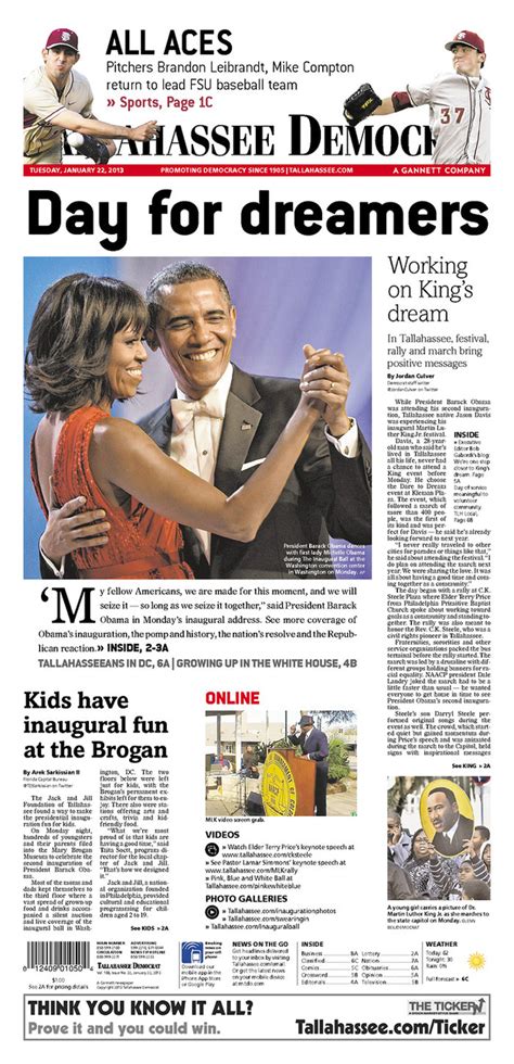 local newspaper front pages   inauguration