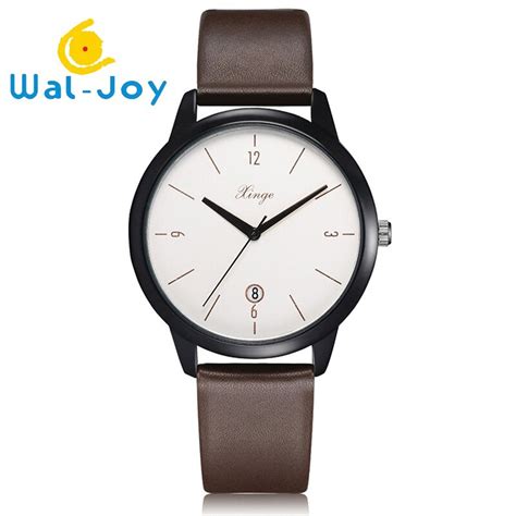 wal joy  men   quartz minimalist digital  complete calendar wristwatches