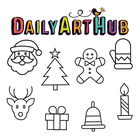outline christmas characters clip art set daily art hub  clip