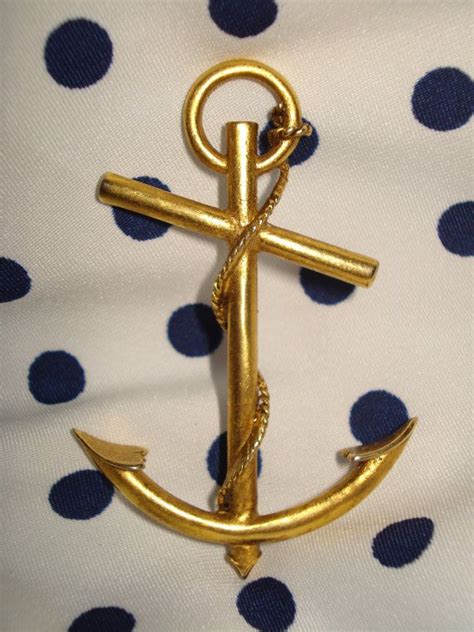 Vintage Gold Anchor Brooch Etsy Vintage Gold Nautical Brooch Brooch