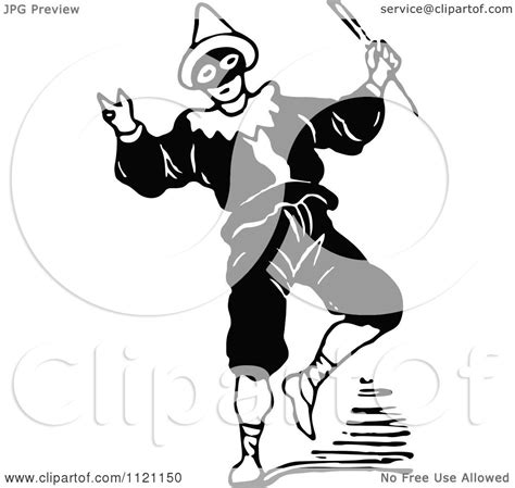 Clipart Of A Retro Vintage Black And White Actor In A