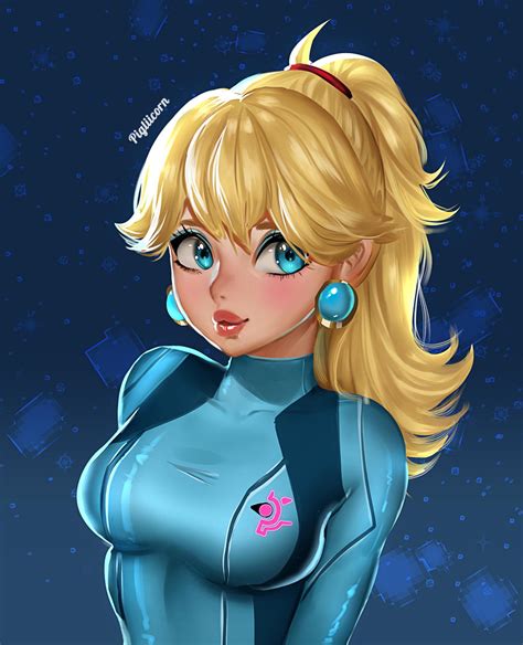 i drew princess peach in a samus halloween costume mario