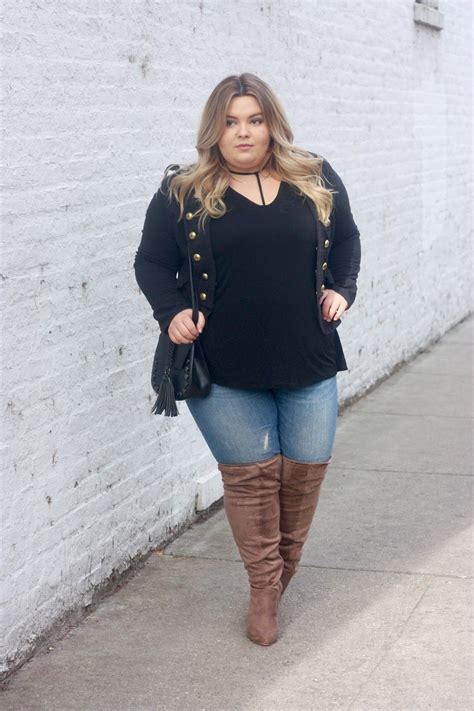 military style jacket wide calf thigh high boots mossimo jeans plus size style heaven this