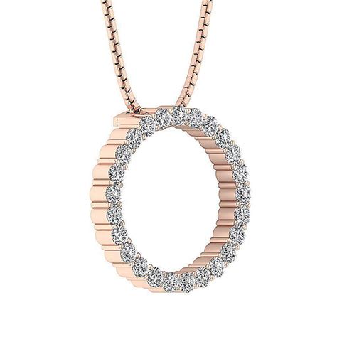 ct genuine diamond circle pendant necklace  yellow gold   ebay