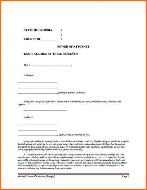 power  attorney form  printable  printable forms