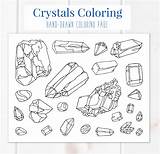 Coloring Crystals Adults Crystal Drawn Hand Printable Pages Etsy Digital Stickers Adult Gemstones Diy Sold sketch template