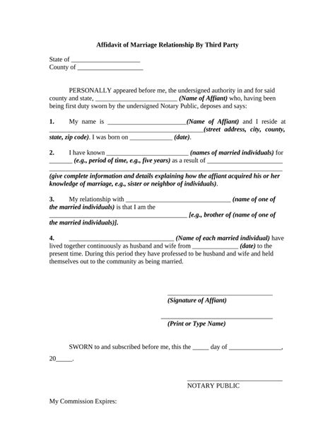 affidavit marriage sample  template pdffiller
