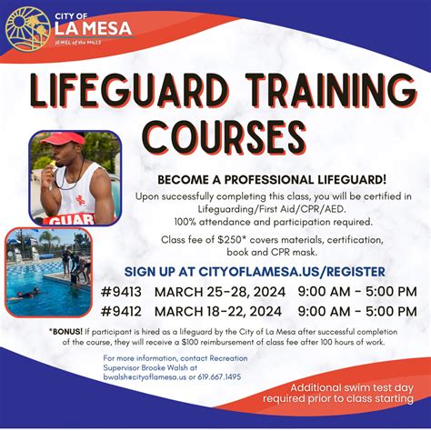 lifeguard certification classes   offered   la mesa