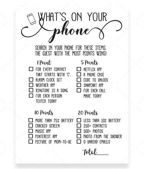 rustic kraft whats   phone game template sleepover party games