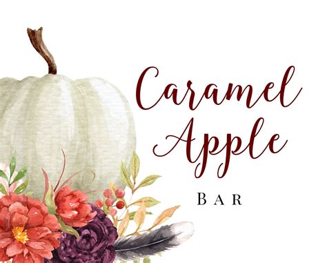 caramel apple bar sign fall party decorations thanksgiving etsy