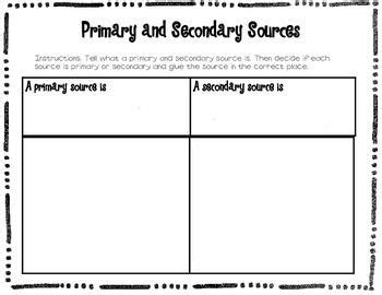 primary  secondary sources worksheet worksheet