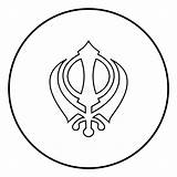 Khanda Sikhi Illustrazione Icona Semplice Segno Sikh Einfaches Pictogram Flachen Farbillustration Beeld Vlakke Stijl Zwarte Eenvoudige Vectorified Eenvoudig sketch template