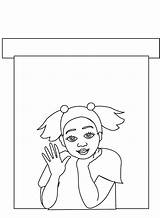 Window Coloring Pages Girl Kids Children Print Index sketch template