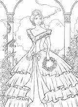 Coloring Pages Ball Gown Dress Wedding Getdrawings sketch template