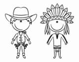 Cowboy Indian Happy Coloring Indians Pages Cowboys Coloringcrew sketch template