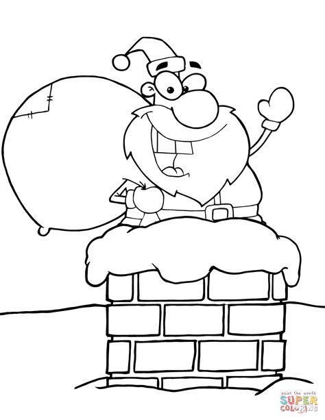santa claus  chimney coloring page  printable coloring pages