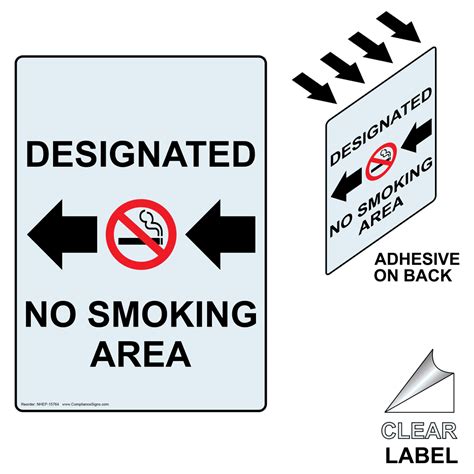 portrait designated  smoking area clear label  symbol nhep