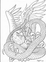Eagle Snake Drawing Tattoo Outline Drawings Coloring Realistic Japanese Talons Vs Pages Eagles Draw Getdrawings Tattoos Chicanas Animal Paintingvalley Collection sketch template