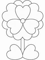 Coloring Flower Printable Pages Valentine Heart Kids sketch template