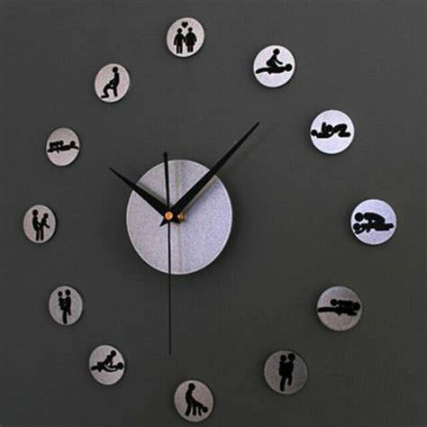 creative metallic sex gestures wall clock bedroom decor silent watches