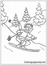 Coloring Pages Skiing Downhill Skier Mountains Color Getcolorings Worksheet sketch template