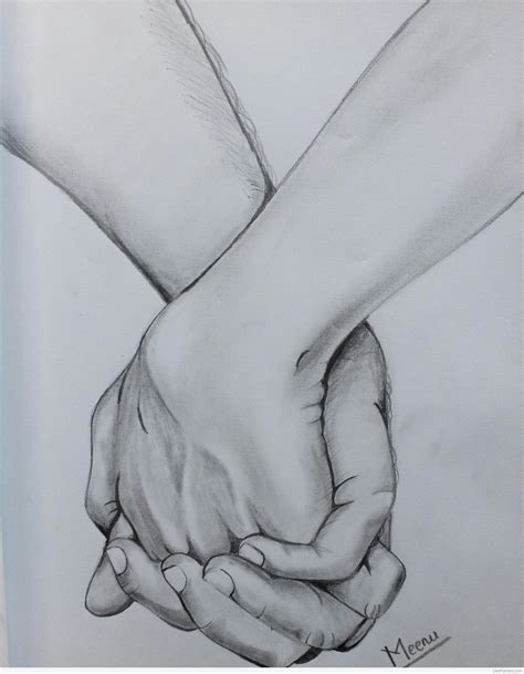 awesome pencil sketch  holding hands desi painters
