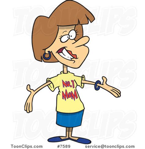 cartoon mother wearing a number one mom shirt 7589 by ron leishman