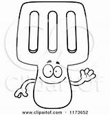 Waving Spatula Mascot Clipart Cartoon Thoman Cory Outlined Coloring Vector 2021 sketch template