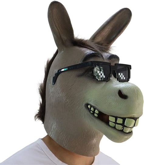 mostashow donkey shrek head mask halloween adult costume funny donkey