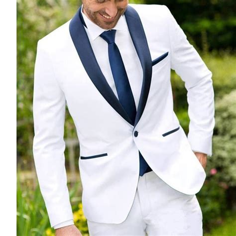 white two piece wedding suits for men groomsmen tuxedos one button navy