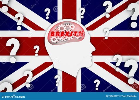 man thinking  brexit consequences britain england flag background stock illustration
