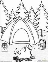 Coloring Camping Pages Kids Worksheets Preschool Crafts Kindergarten Printable Summer Cool sketch template