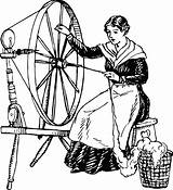 Spinning Wheel Clipart Woman Using Girl Template Coloring Pages sketch template