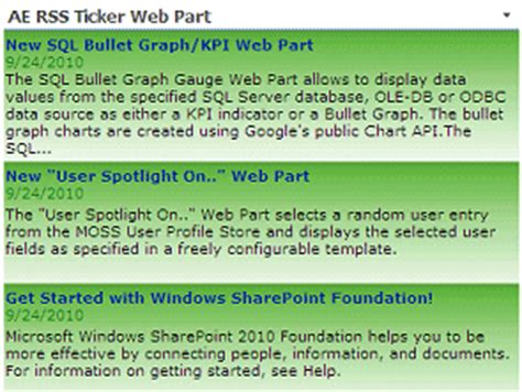 rss feed ticker sharepoint web part