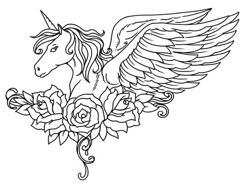 winged unicorn  flowers coloring page  printable coloring