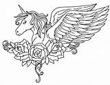 Unicorn Winged Flowers Coloring Pages Printable Categories Kids sketch template