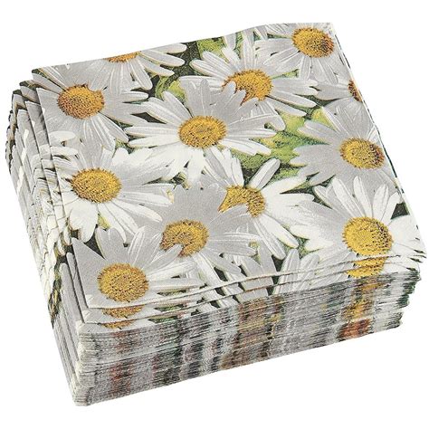 pack floral paper napkins disposable lunch napkins  white daisy flower decorative