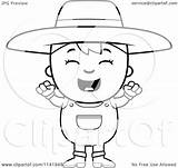 Farmer Boy Happy Coloring Clipart Cartoon Thoman Cory Outlined Vector Illustration Royalty Collc0121 Protected sketch template