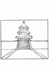 Tempel Chinesischer Ausmalbild Ausdrucken Gebaeude sketch template