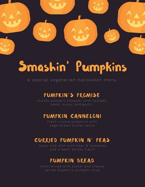 printable customizable halloween menu templates canva