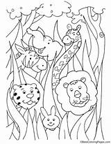 Animals Coloring Bushes Pages Animal Kids Colouring Zoo Bestcoloringpages Choose Board sketch template